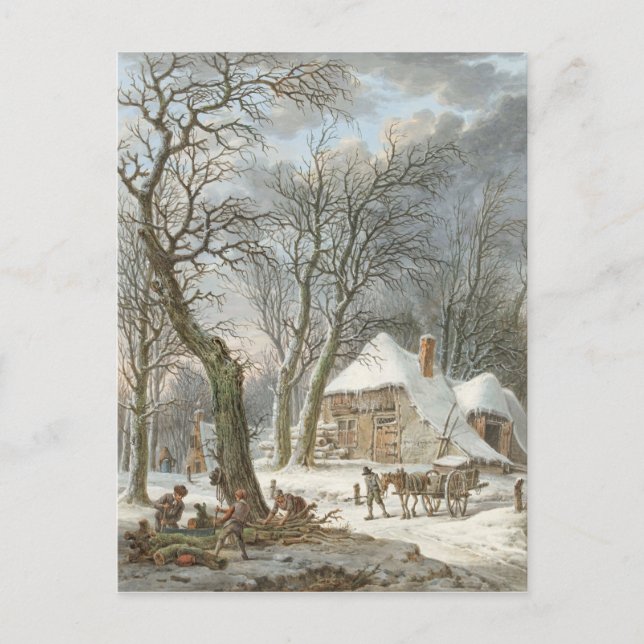 Vintage-Weihnachts-Winterlandschaft Postkarte (Vorderseite)