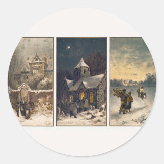 Vintage-Weihnachts-Winterszenen (1865–1899) Runder Aufkleber