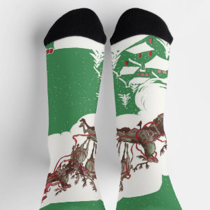 Vintage Weihnachtsabend, Retro Weihnachtsmann im S Socken