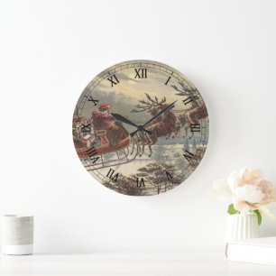 Vintage Weihnachtsabend viktorianischer Weihnachts Große Wanduhr