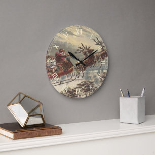 Vintage Weihnachtsabend viktorianischer Weihnachts Große Wanduhr