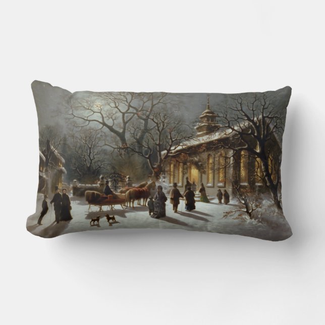 Vintage Weihnachtsabends-Szene Lendenkissen (Vorderseite)
