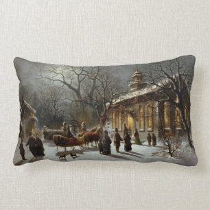 Vintage Weihnachtsabends-Szene Lendenkissen