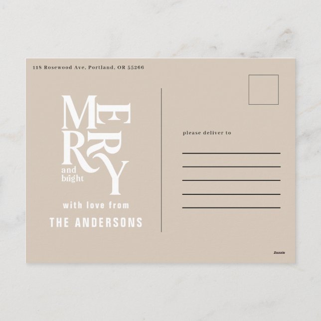 Vintage Weihnachtsankündigung Feiertagspostkarte (Rückseite)