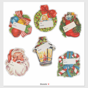 Vintage-Weihnachtsaufkleber/Geschenkanhänger XL Aufkleber