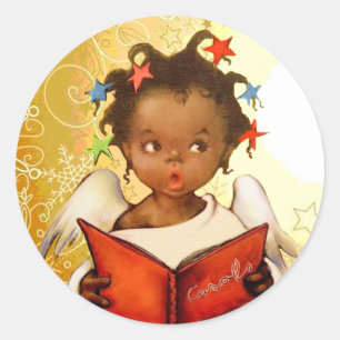 Vintage-Weihnachtsaufkleber mit afroamerikanischen Runder Aufkleber