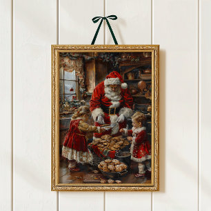 Vintage-Weihnachtsbäckerei-Kunstprint von Santa Poster