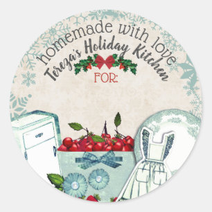 Vintage-Weihnachtsbackzutaten personalisiert Runder Aufkleber