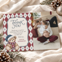 Vintage-Weihnachtsbär-Elegantes-Baby-Shower-Foto