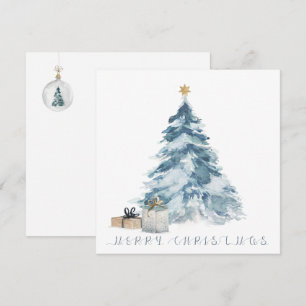 Vintage-Weihnachtsbaum-Aquarell-Goldstern Karte