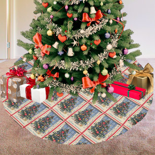 Vintage-Weihnachtsbaum auf einem Tannenbaum-Tischl Polyester Weihnachtsbaumdecke