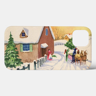Vintage-Weihnachtsbaum auf einer schneebedeckten W Case-Mate iPhone Hülle