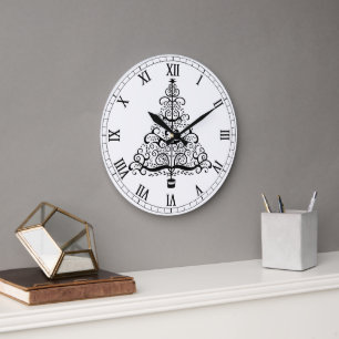 Vintage-Weihnachtsbaum-Dekorative viktorianische S Große Wanduhr