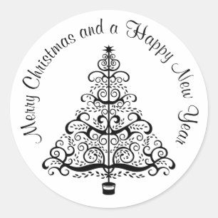 Vintage-Weihnachtsbaum-Dekorativer viktorianischer Runder Aufkleber