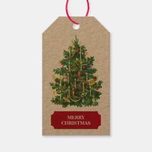 Vintage-Weihnachtsbaum-Feiertag Geschenkanhänger