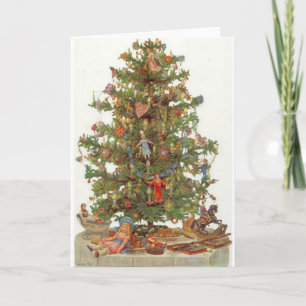 Vintage-Weihnachtsbaum Feiertagskarte