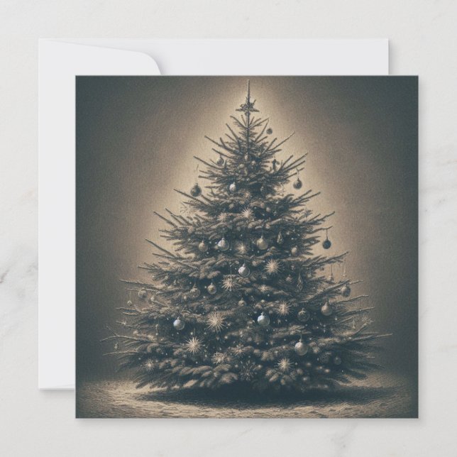 Vintage-Weihnachtsbaum  Feiertagskarte (Vorderseite)