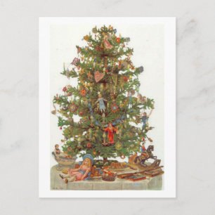 Vintage-Weihnachtsbaum Feiertagspostkarte
