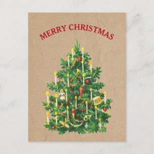 Vintage-Weihnachtsbaum festliches Kraft-Braunpapie Feiertagspostkarte