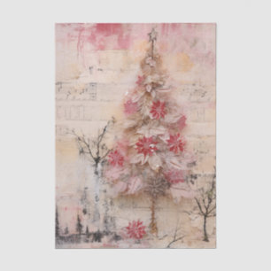 Vintage-Weihnachtsbaum gehüllt in Rosa und Rot Seidenpapier