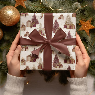 Vintage-Weihnachtsbaum & Geschenke Geschenkpapier