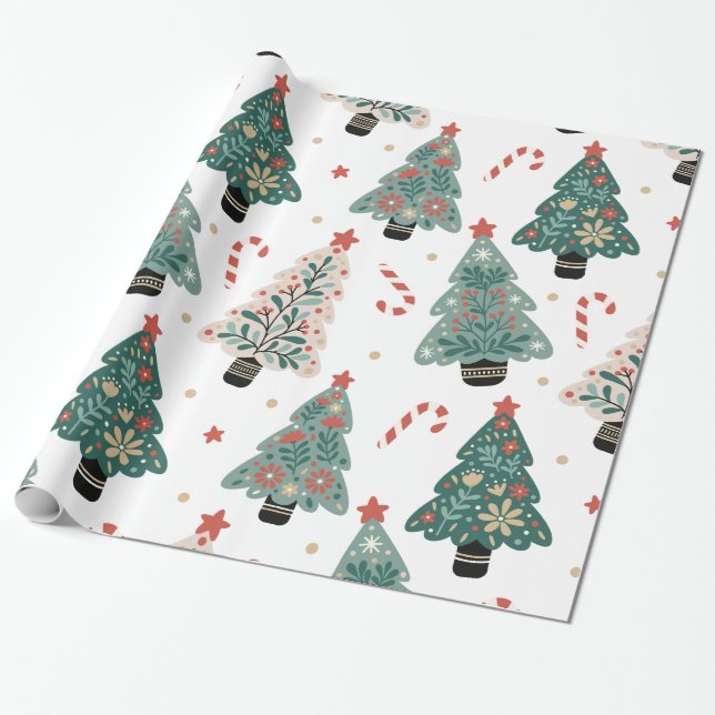 Vintage-Weihnachtsbaum-Geschenkpapier Geschenkpapier (Ungerollt)