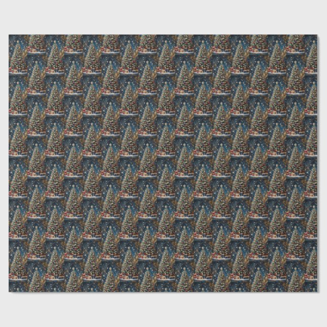 Vintage-Weihnachtsbaum-Geschenkpapier Geschenkpapier (Flach)