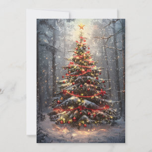Vintage Weihnachtsbaum-Grußkarte im Schnee Feiertagskarte