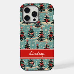 Vintage-Weihnachtsbaum-Handyhülle mit Namen iPhone 15 Pro Max Hülle