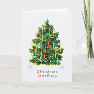 Vintage-Weihnachtsbaum im viktorianischen Stil mit Feiertagskarte