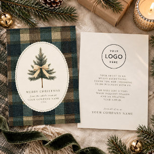 Vintage-Weihnachtsbaum-Karo-Logo für Unternehmen Feiertagskarte