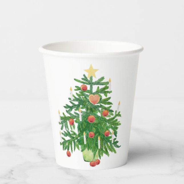 Vintage-Weihnachtsbaum mit einem Stern   Pappbecher (Vorderseite)