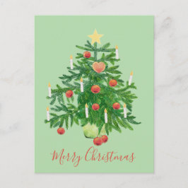 Vintage-Weihnachtsbaum mit einem Stern und Herzplä Feiertagspostkarte
