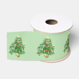Vintage-Weihnachtsbaum mit einem Stern und Herzplä Ripsband