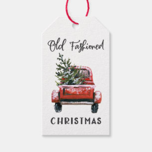 Vintage-Weihnachtsbaum mit Lastwagen Geschenkanhänger