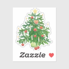 Vintage-Weihnachtsbaum mit Stern- und Herzplätzche Aufkleber