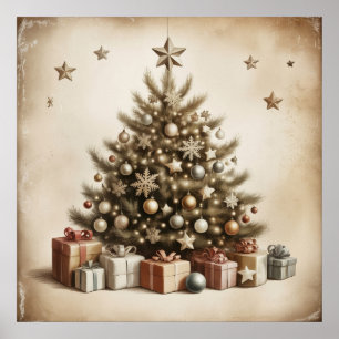 Vintage-Weihnachtsbaum-Plakat Poster