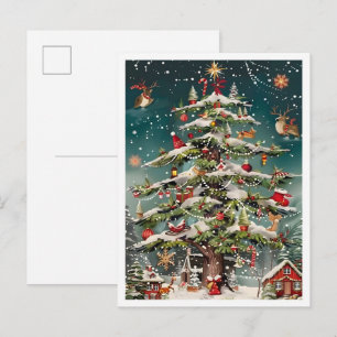 Vintage-Weihnachtsbaum Postkarte