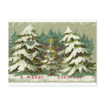 Vintage-Weihnachtsbaum-Postkarte