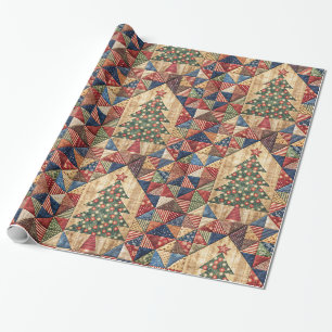 Vintage-Weihnachtsbaum-Quiltmuster Geschenkpapier