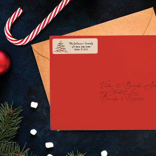 Vintage Weihnachtsbaum-Rücksendeadresse