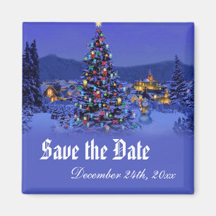 Vintage-Weihnachtsbaum Save-the-Date-Hochzeit Magnet