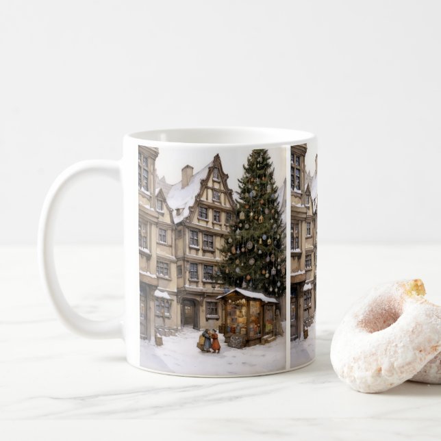 Vintage Weihnachtsbaum-Tasse Kaffeetasse (Mit Donut)
