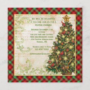 Vintage-Weihnachtsbaum, Wirbel, schottischer Tarta Einladung