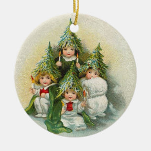 Vintage Weihnachtsbäume Keramikornament