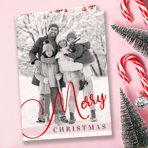 Vintage Weihnachtsbäume Rosa Vier Foto Merry Feiertagskarte