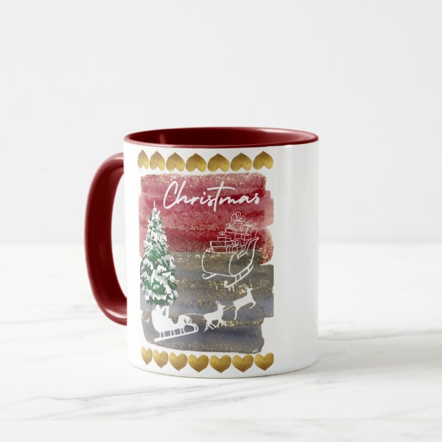 Vintage-Weihnachtsbäume  Tasse (Vorderseite Links)