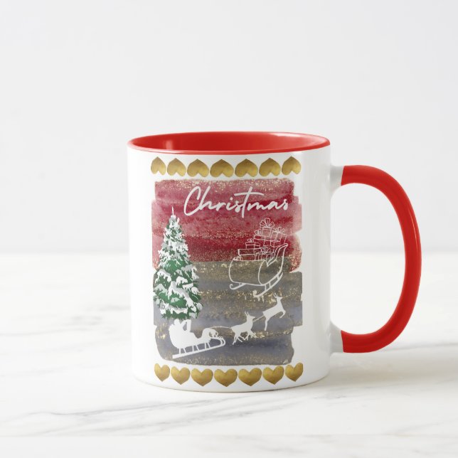 Vintage-Weihnachtsbäume  Tasse (Rechts)