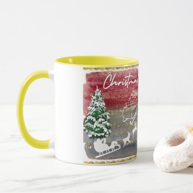 Vintage-Weihnachtsbäume  Tasse (Mit Donut)