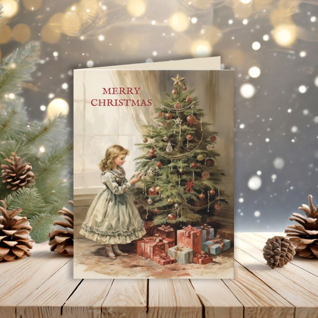 Vintage Weihnachtsbaumgeschenke Feiertagskarte (Vintage Christmas folded greeting card)